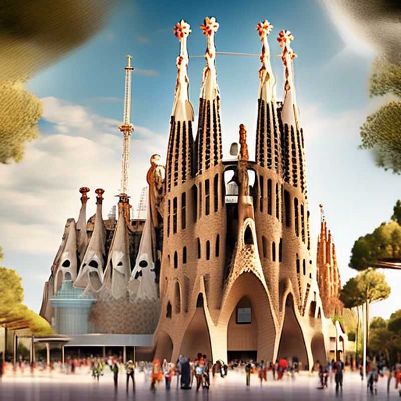 Three couples, the Wellness Travelers, basking in the winter sun on the vibrant Barceloneta beach, a scene of serene beauty amidst the iconic Sagrada Familia and the Mediterranean Sea, during their two-week exploration of Barcelona, Spain.