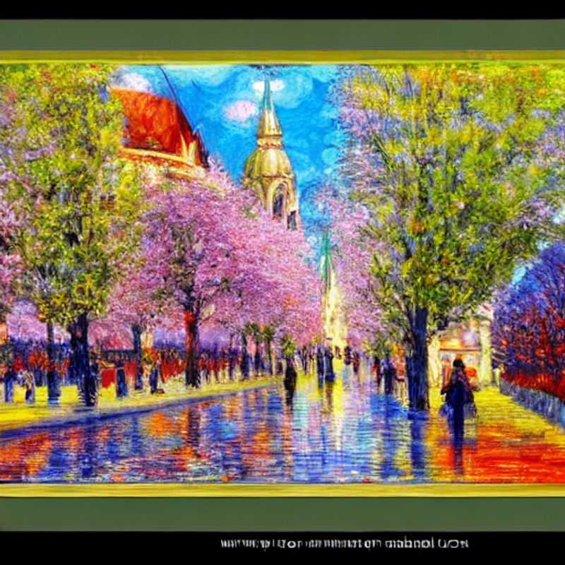 Vienne au printemps : Une image idyllique de la ville, peut-être montrant des fleurs en fleurs ou des gens se relaxant dans un parc. (Vienna in Spring: An idyllic image of the city, perhaps showing flowers in bloom or people relaxing in a park.)