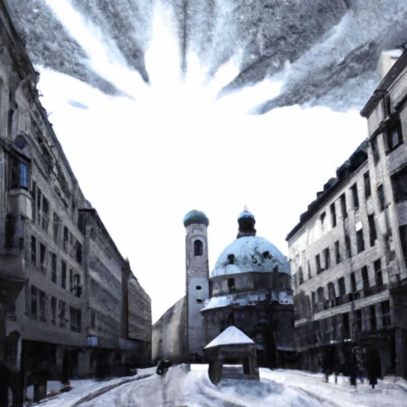 A family with kids bundled up in warm winter gear, exploring the enchanting streets of Munich, Germany, during their 24-hour winter adventure. They marvel at the city's festive decorations and soak in the vibrant atmosphere.