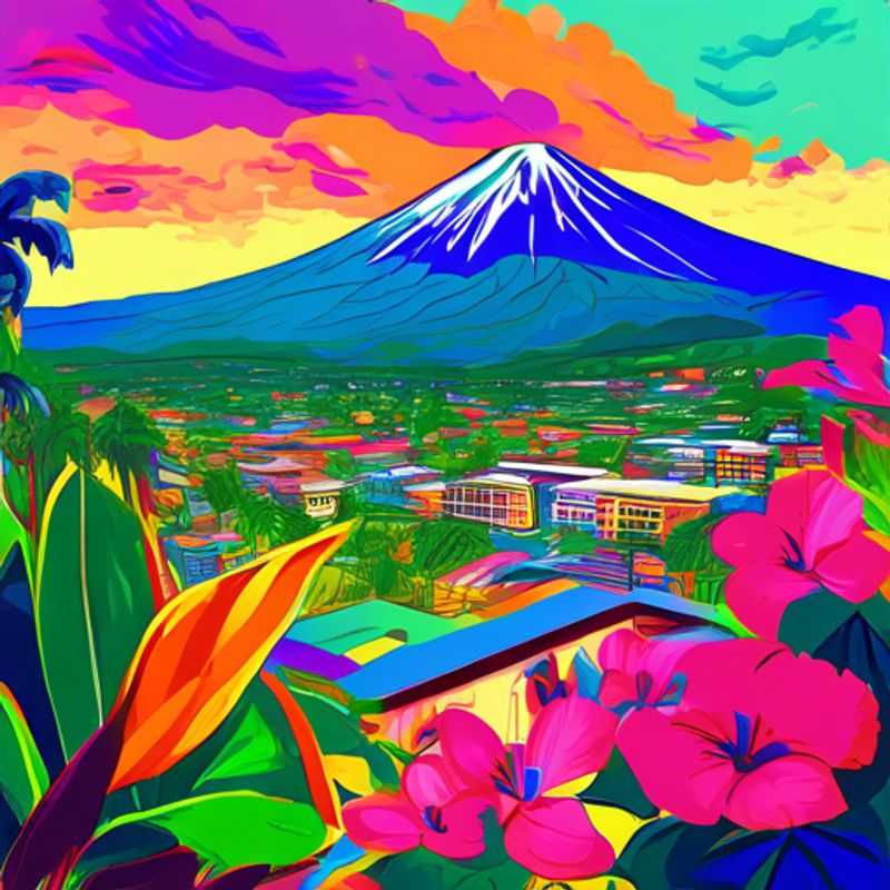 Trois couples, les The Gap Year Traveler, profitant de la luxuriante végétation tropicale de La Fortuna, Costa Rica, pendant leur escapade de 5 jours au printemps. Le volcan Arenal se dresse majestueusement en arrière-plan, un symbole de la beauté naturelle de cette destination.