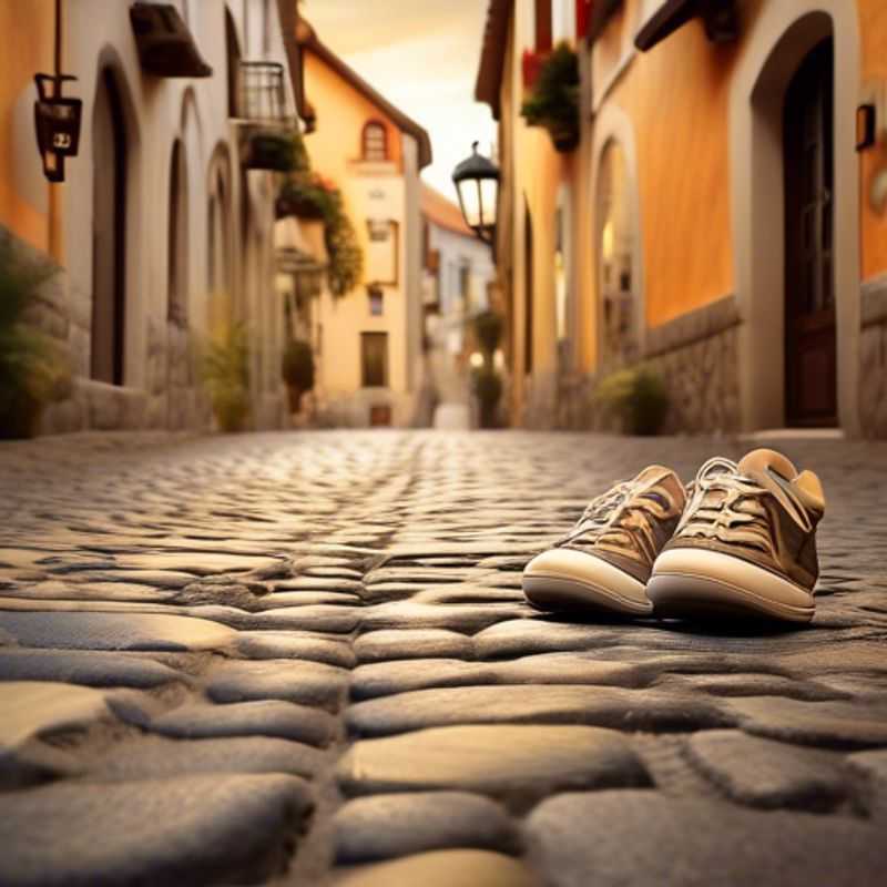 A close-up shot of a pair of comfortable walking shoes, highlighting their supportive design and breathable materials, perfect for exploring bustling cities or scenic trails.