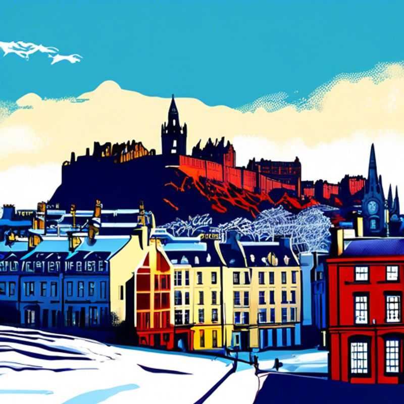 A solo luxury traveler gazing out over the breathtaking panorama of Edinburgh, Scotland, from the historic Edinburgh Castle, a majestic symbol of the city's rich history and vibrant spirit.