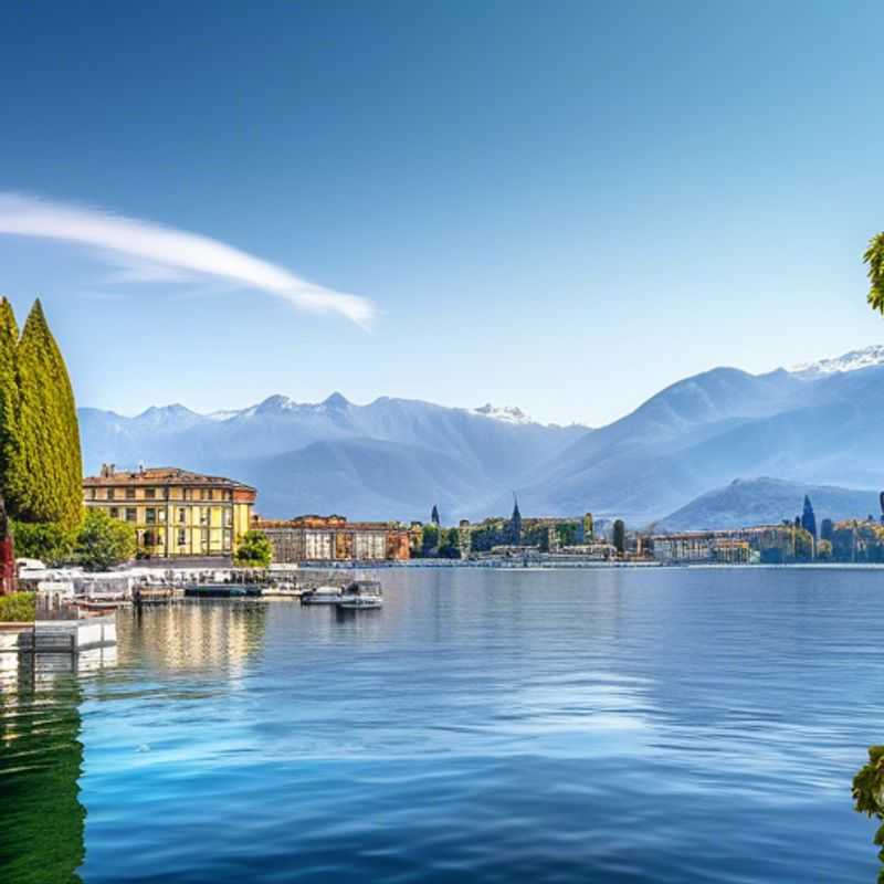 Três casais desfrutando da beleza cativante do Lago Maggiore, Itália, durante uma jornada gastronômica de 5 dias na primavera. A água azul cristalina, emoldurada por montanhas verdejantes, convida à aventura e à descoberta da culinária local.