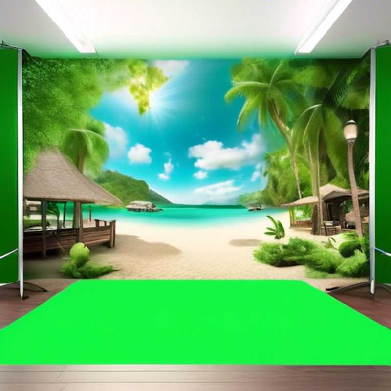 A portable green screen, compact and ready for action, seamlessly blends into any workspace, offering a versatile backdrop for professional video calls.