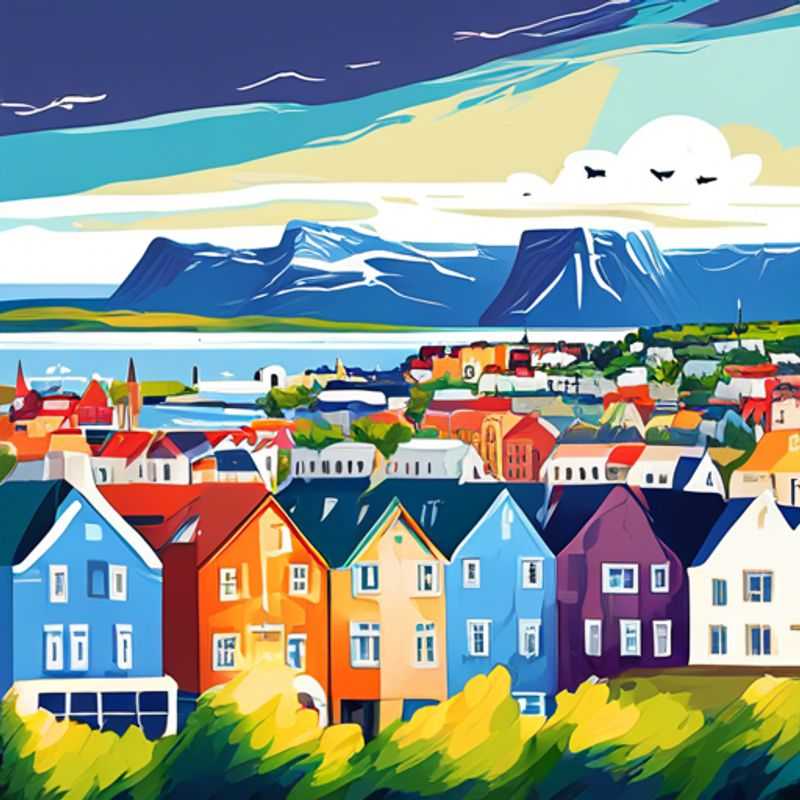 Two couples bundled up in warm layers, taking in the breathtaking beauty of Reykjavik, Iceland, a city steeped in geothermal wonders and eco-conscious charm.