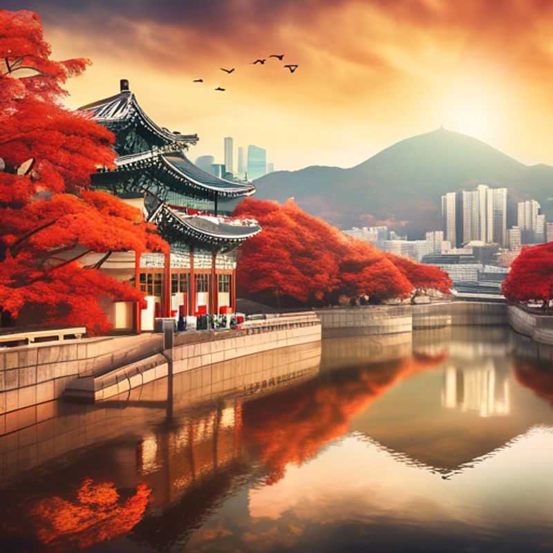 Un explorateur culturel solitaire admireant l'architecture vibrante et futuriste de Séoul, Corée du Sud, pendant une escapade de 4 jours à la recherche de moments uniques et d'expériences culturelles.