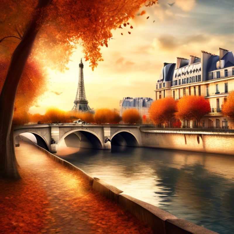 Deux couples, les Voyageurs Romantiques, se délectant de la beauté automnale de Paris, la Ville Lumière. Les feuilles dorées s'amassent autour de la Tour Eiffel, créant un tableau enchanteur lors de leur voyage d'une semaine.
