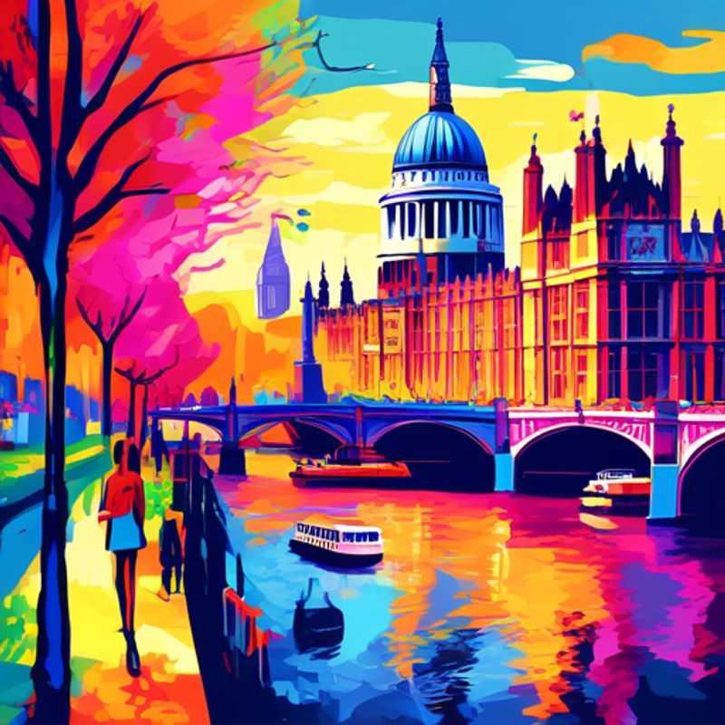 Four friends, The Adventurers, exploring the vibrant streets of London, UK, amidst the blossoming spring blooms, embarking on a three-week journey of discovery.