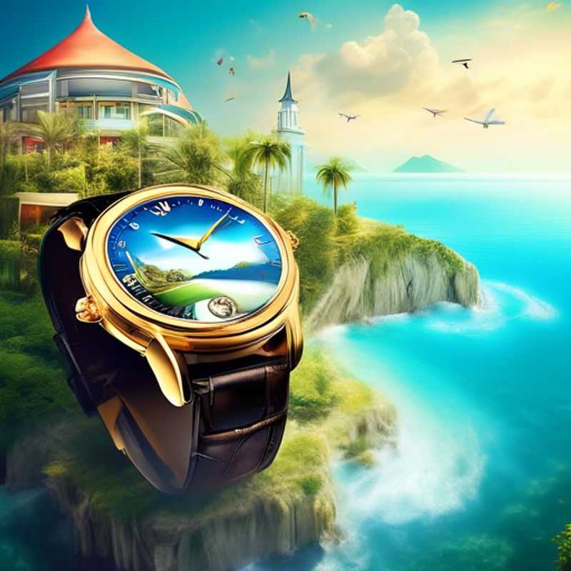 A close-up of a gleaming, sophisticated luxury travel watch, featuring intricate details and a sleek design, ready to accompany you on your next grand adventure.