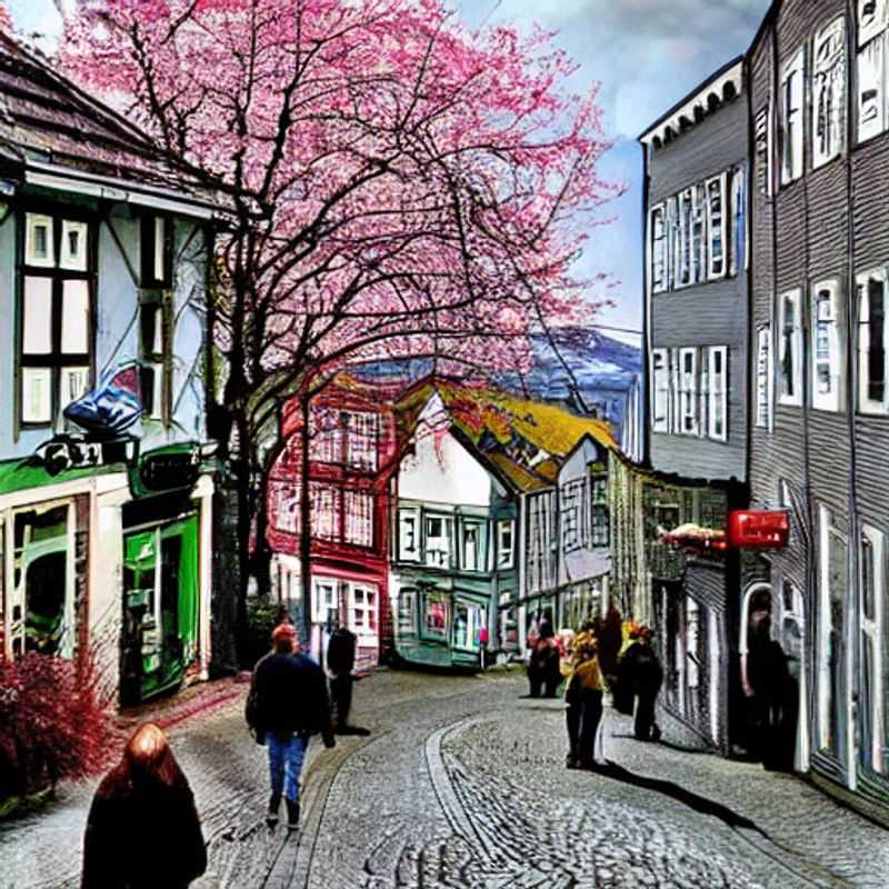 Bergen, Norvège, baignée de lumière printanière.