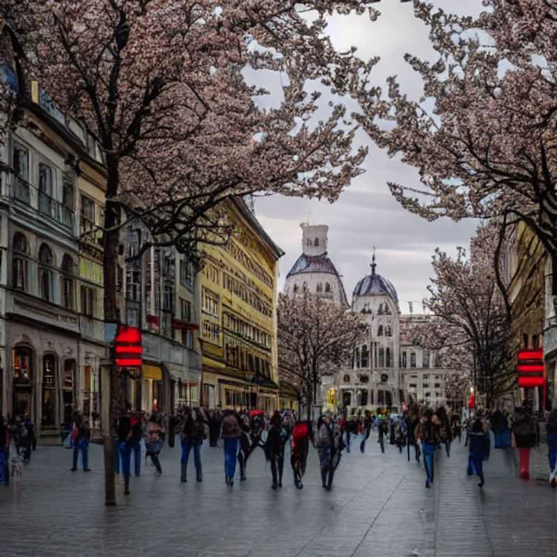 Vienne au printemps : Une image idyllique de la ville, peut-être montrant des fleurs en fleurs ou des gens se relaxant dans un parc. (Vienna in Spring: An idyllic image of the city, perhaps showing flowers in bloom or people relaxing in a park.)