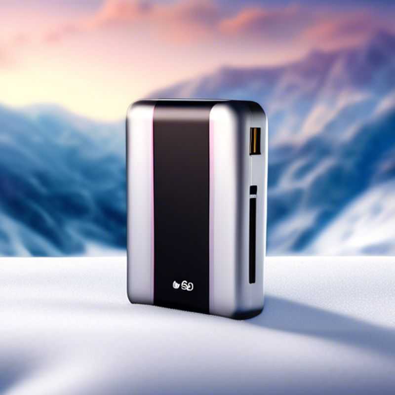 A close-up shot of a sleek, portable charger, ready to power your gadgets on the go, with a focus on its compact design and user-friendly interface.