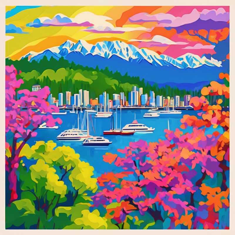 Quartier animé de Vancouver, Canada, avec des gratte-ciel imposants et des rues commerçantes animées, offrant une vue captivante sur la ville.