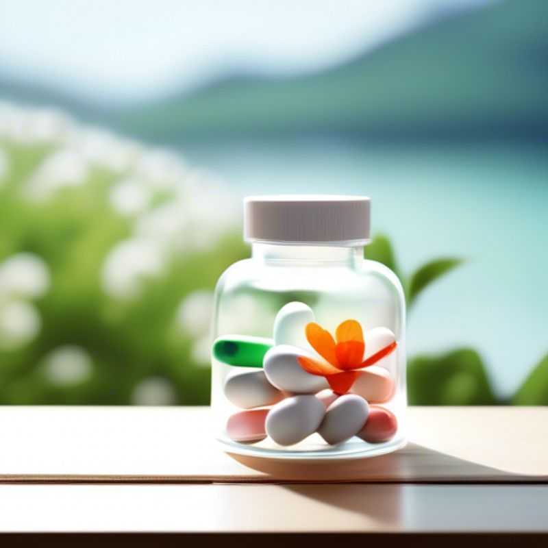 Un primer plano de medicamentos personales en una bolsa de viaje, recordando la importancia de llevar tus medicamentos esenciales en un viaje.