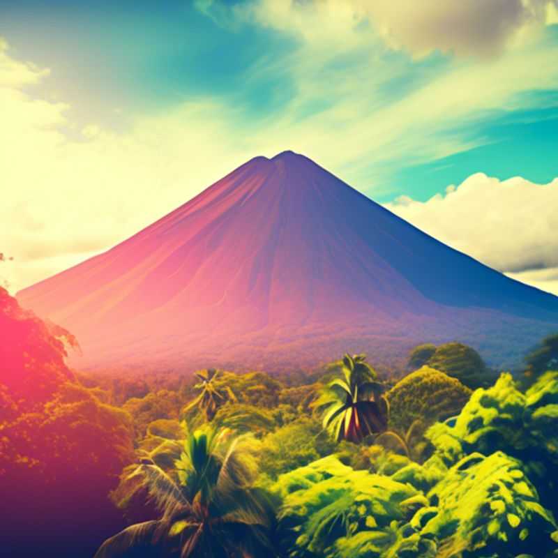 La Fortuna, Costa Rica: exuberante paisagem com vulcão Arenal ao fundo.