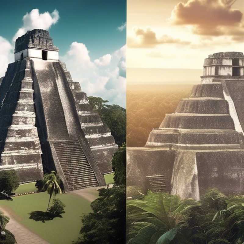 Les ruines mayas de Tikal, Guatemala, baignées de soleil.