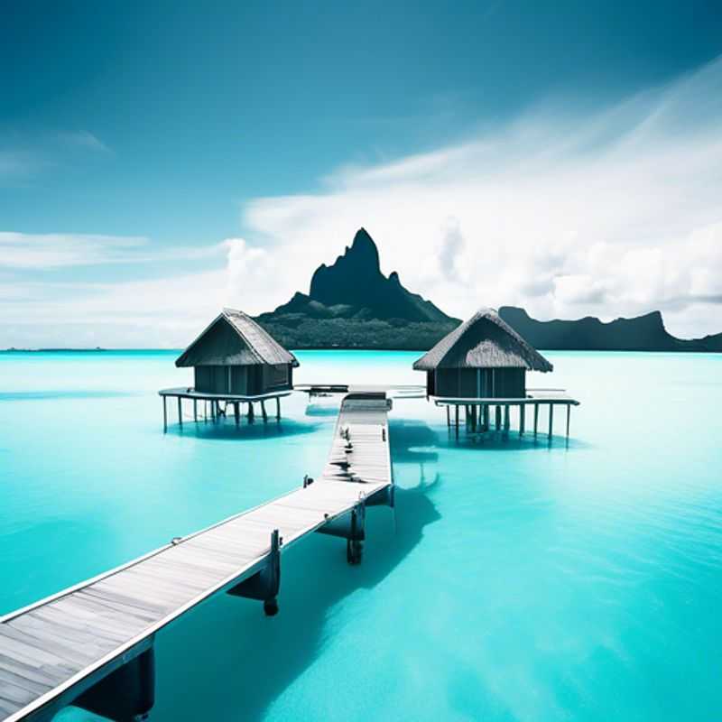 Bora Bora, Polynésie française : un paysage paradisiaque de lagons turquoise et de montagnes verdoyantes, illustrant le coût potentiel d'un séjour de luxe.
