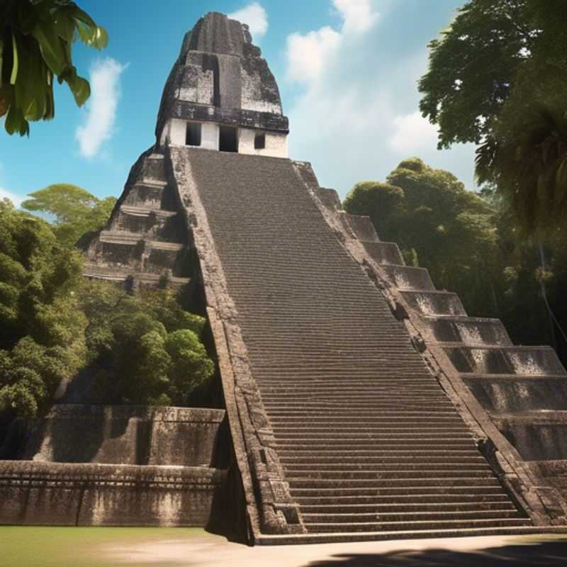 Les ruines mayas de Tikal, Guatemala, baignées de lumière tropicale.