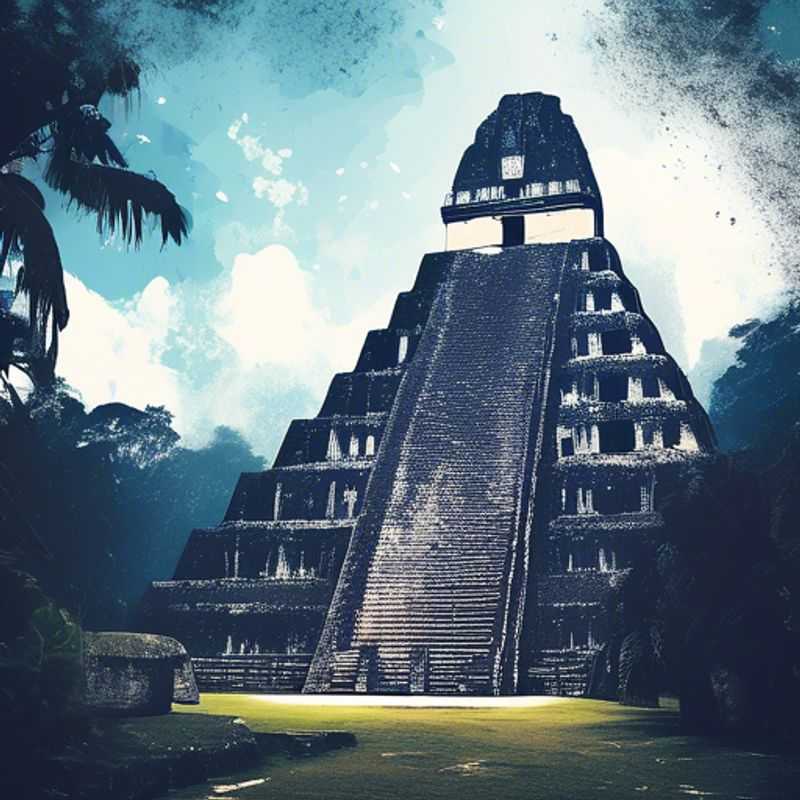 Ruínas majestosas de Tikal, Guatemala, sob a luz do sol.