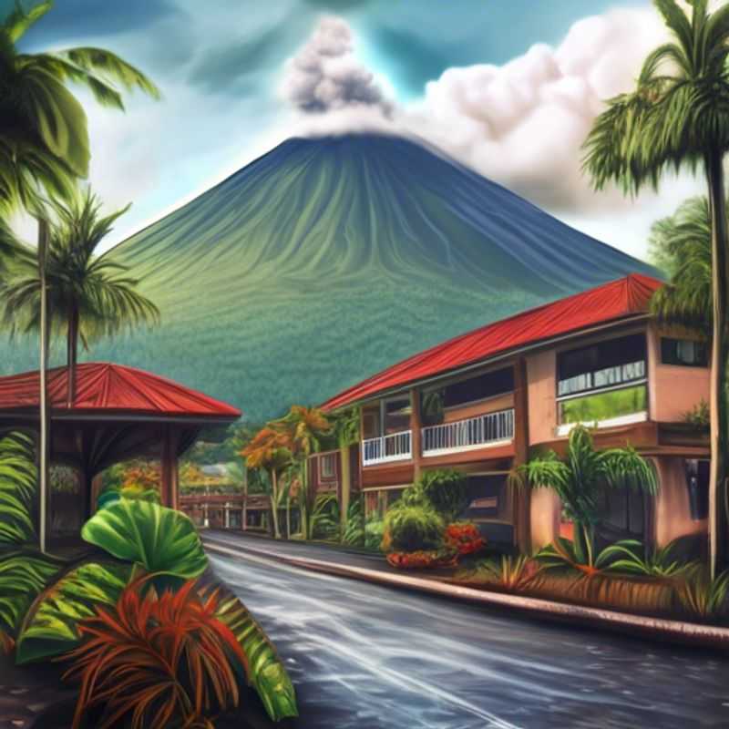 La Fortuna, Costa Rica : Vue panoramique des volcans et de la végétation luxuriante.