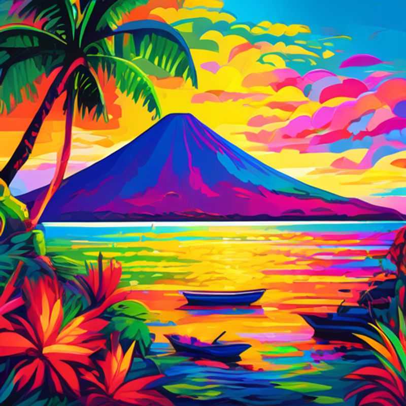 L'île d'Ometepe au Nicaragua, avec ses volcans majestueux en arrière-plan.