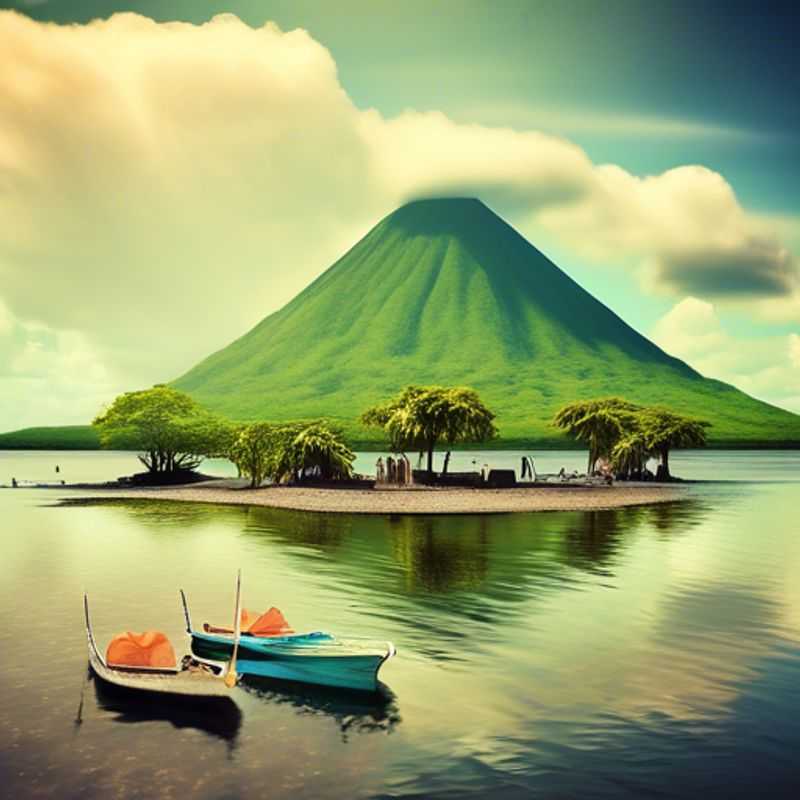 L'île d'Ometepe au Nicaragua, vue idyllique des volcans et de la nature luxuriante.