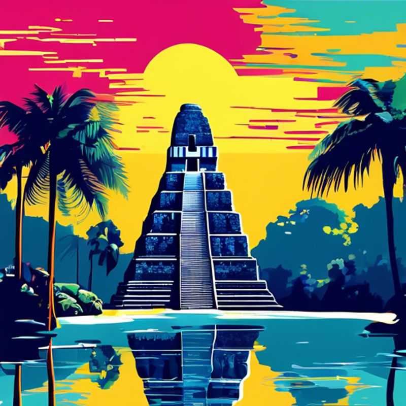 Les ruines mayas de Tikal, Guatemala, baignées de soleil.