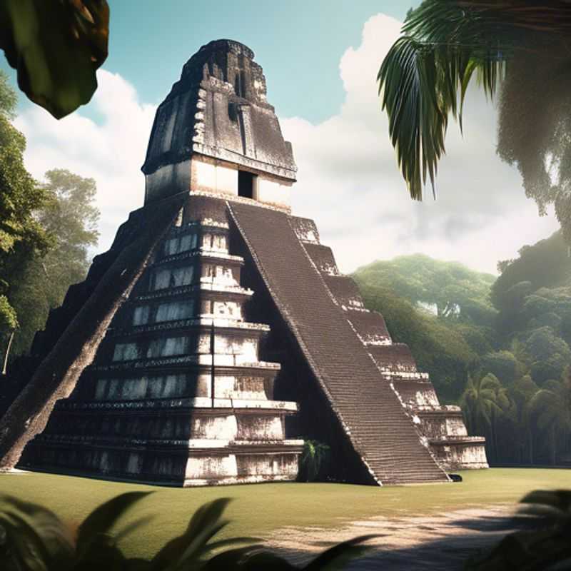 Ruínas majestosas de Tikal, Guatemala, um vislumbre da antiga civilização maia.