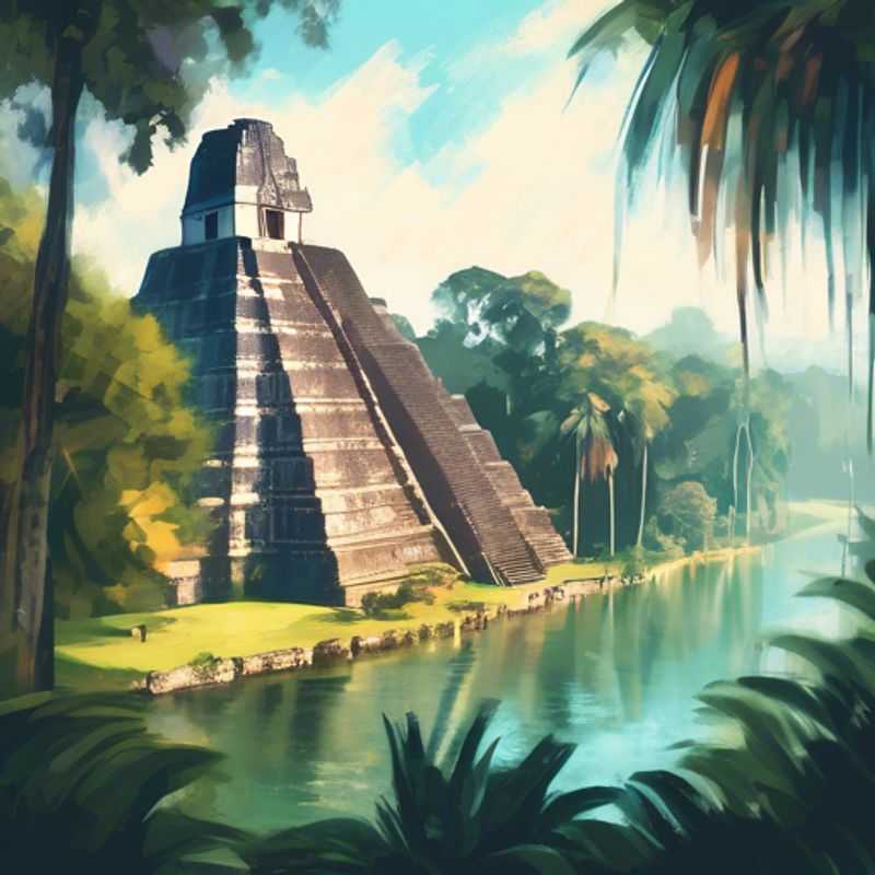 Ruínas majestosas de Tikal, Guatemala, um vislumbre da antiga civilização maia.