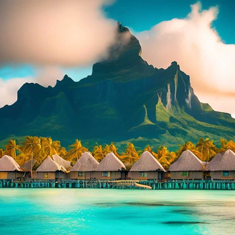 Bora Bora, Polynésie française : Un paysage paradisiaque de lagons turquoise et de montagnes verdoyantes.