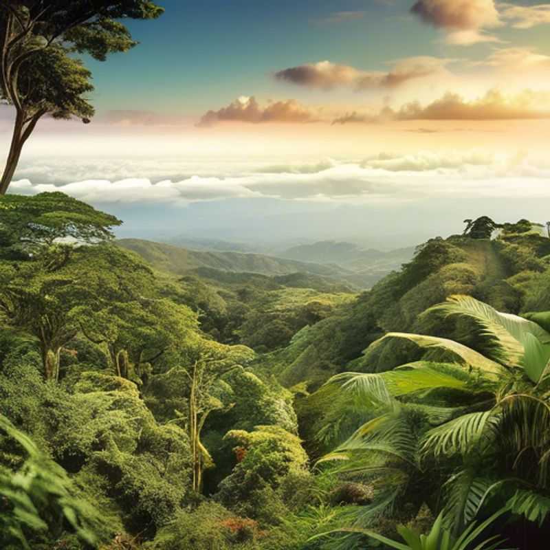 Paysage enchanteur de Monteverde, Costa Rica: forêts nuageuses luxuriantes et ponts suspendus.