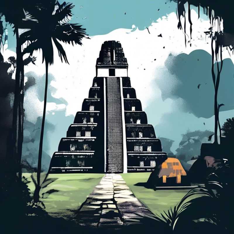 Les ruines mayas de Tikal, Guatemala, baignées de lumière tropicale.