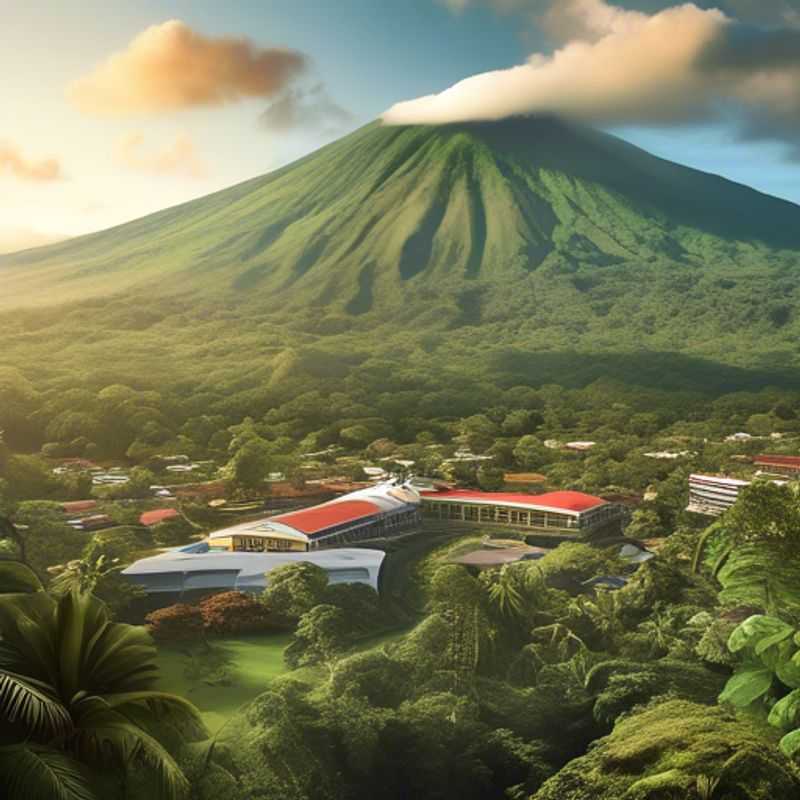 La Fortuna, Costa Rica : Vue panoramique des volcans et de la végétation luxuriante.