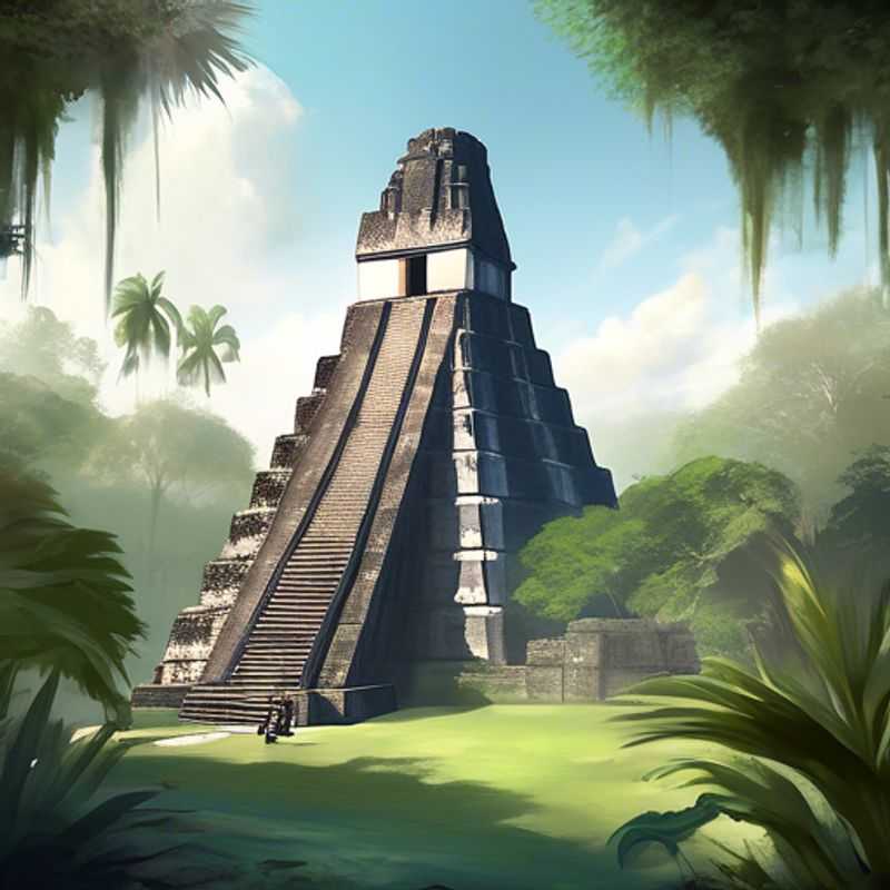 Les ruines mayas de Tikal, au Guatemala, sous une lumière tropicale.