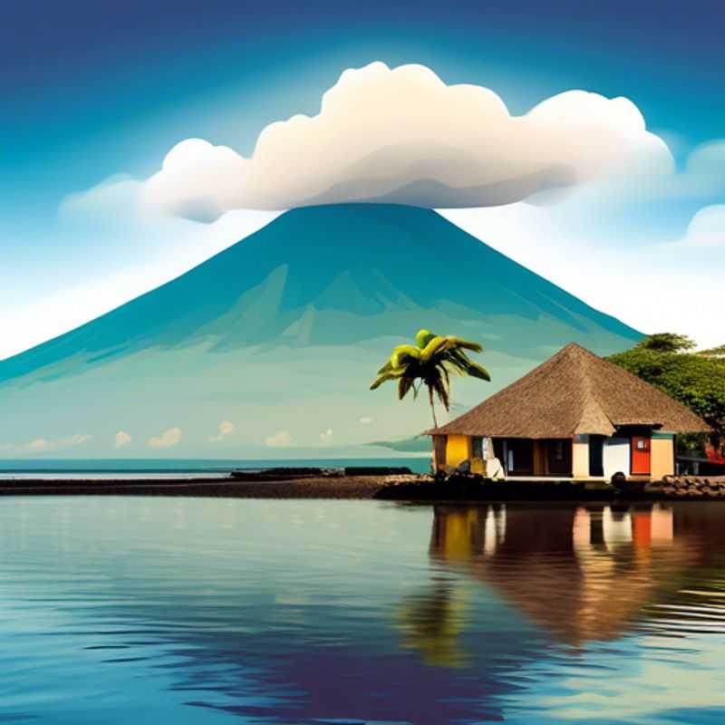 L'île d'Ometepe au Nicaragua, vue panoramique des volcans et de la nature luxuriante.