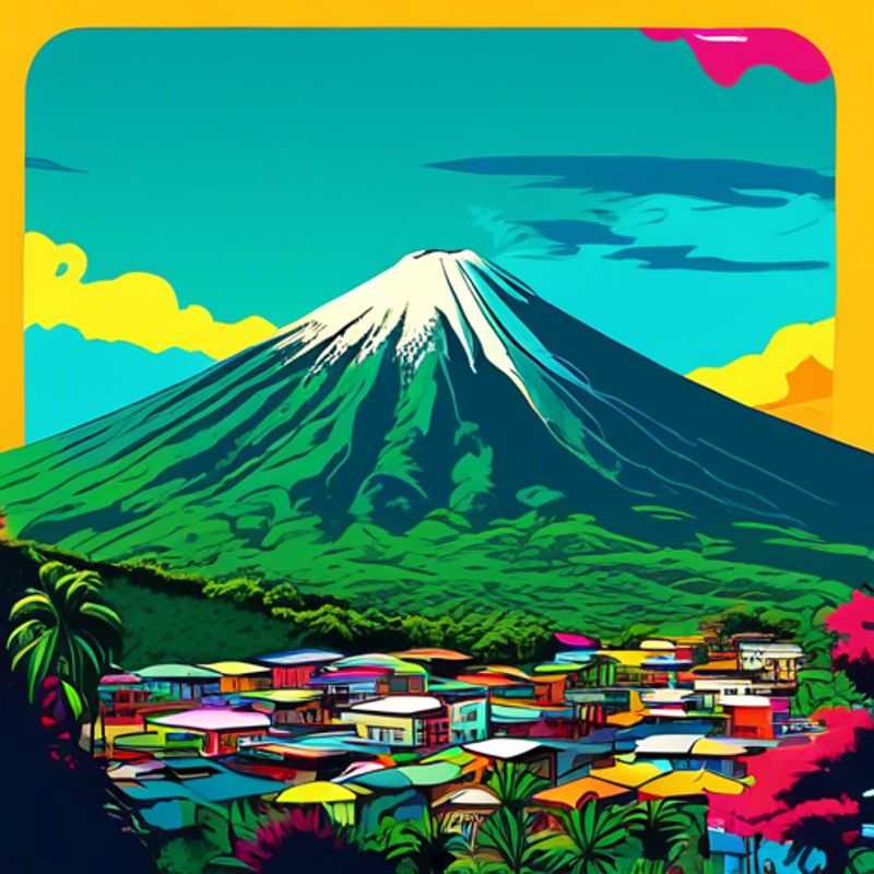 La Fortuna, Costa Rica : Vue pittoresque illustrant le coût de la vie touristique. (Picturesque view of La Fortuna illustrating the cost of tourism.)