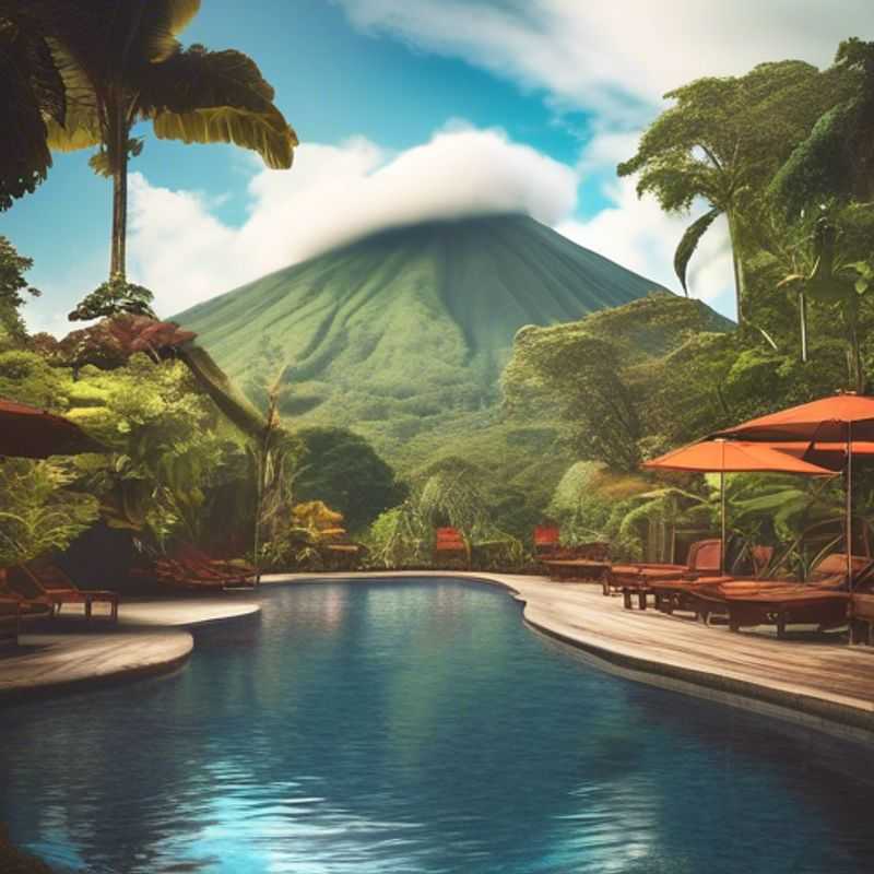 La Fortuna, Costa Rica: Une vue luxuriante de la végétation tropicale et des volcans, illustrant le coût de la vie à La Fortuna.