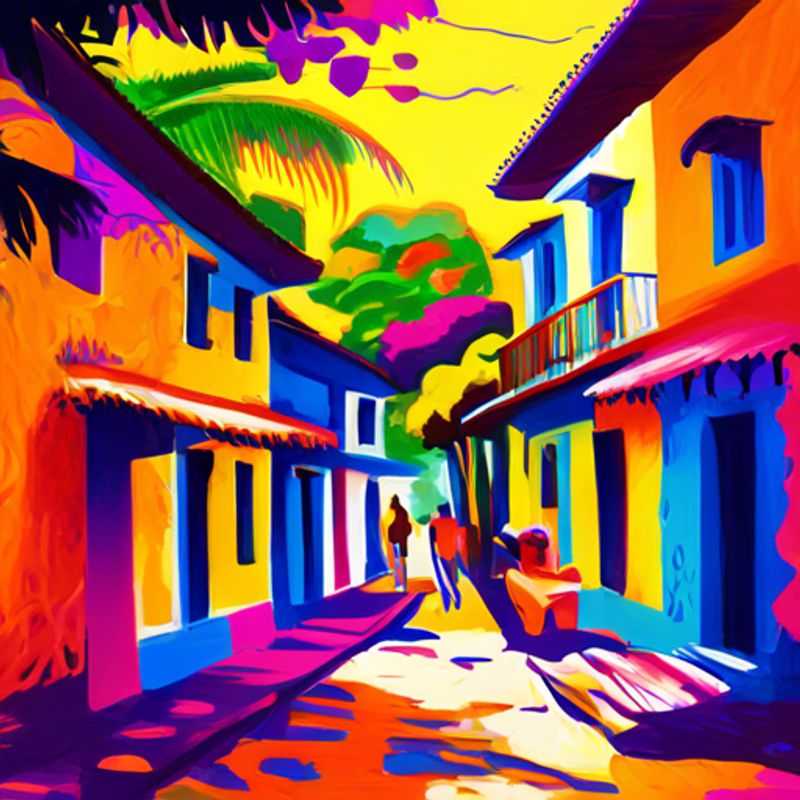Charming cobblestone streets and colorful colonial buildings in Suchitoto, El Salvador.