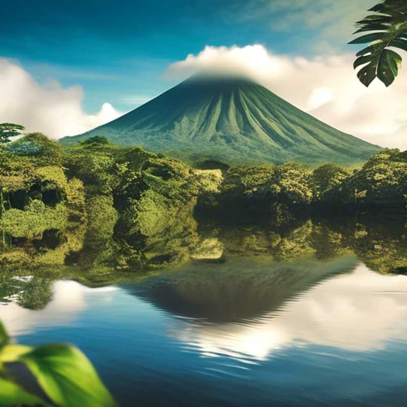 La Fortuna, Costa Rica : Vue pittoresque illustrant le coût de la vie touristique. (Picturesque view of La Fortuna illustrating the cost of tourism.)