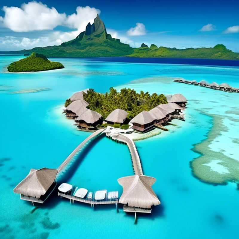 Bora Bora, Polynésie française : lagons turquoise et bungalows sur pilotis, illustrant le coût potentiellement élevé d'un séjour paradisiaque.