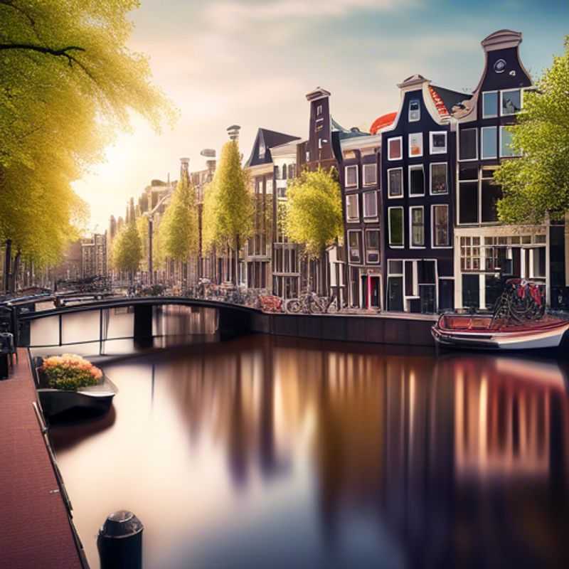 Amsterdam en hiver : un canal gelé, reflétant les maisons typiques.