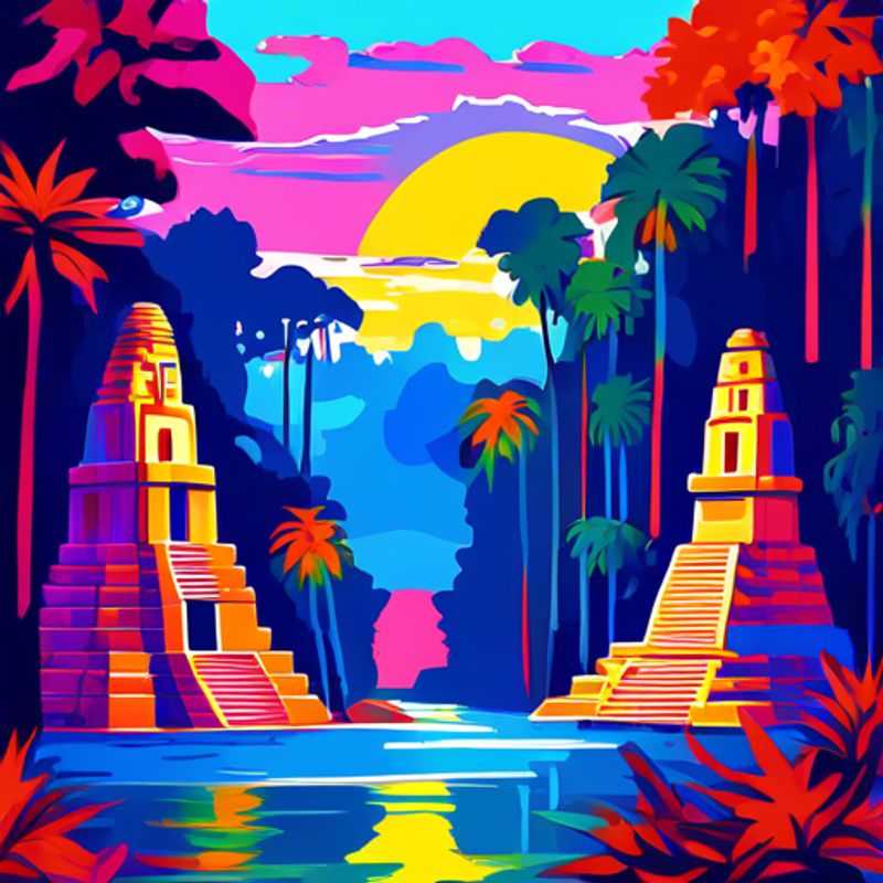 Les ruines majestueuses de Tikal, Guatemala, enveloppées par la jungle luxuriante.