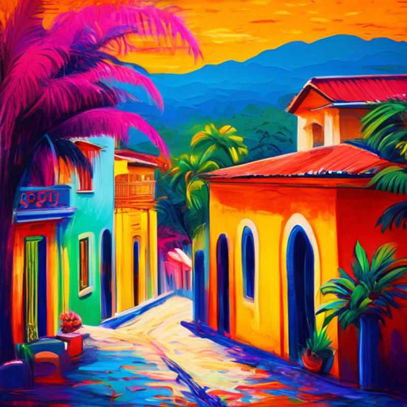 Charming cobblestone streets and colorful colonial buildings in Suchitoto, El Salvador.