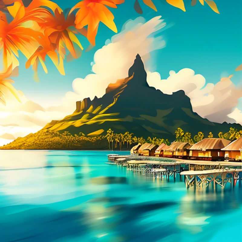 Bora Bora, Polynésie française : Un bungalow sur pilotis avec vue imprenable sur le lagon turquoise.