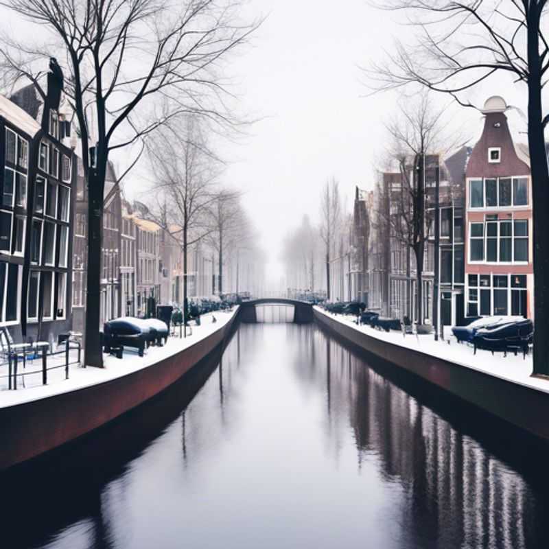 Amsterdam en hiver : Canaux gelés et maisons pittoresques.