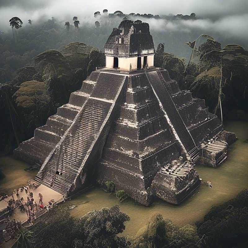 Ruínas majestosas de Tikal, Guatemala, um vislumbre da antiga civilização Maia.