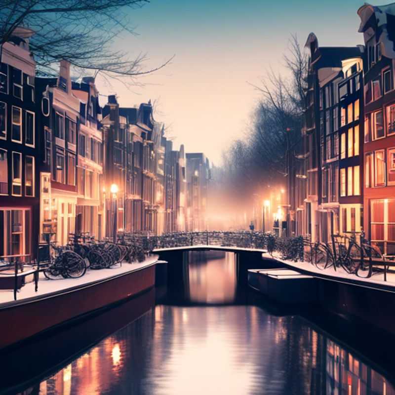 Canaux d'Amsterdam sous un ciel hivernal : une image illustrant le coût potentiel d'une visite à Amsterdam.