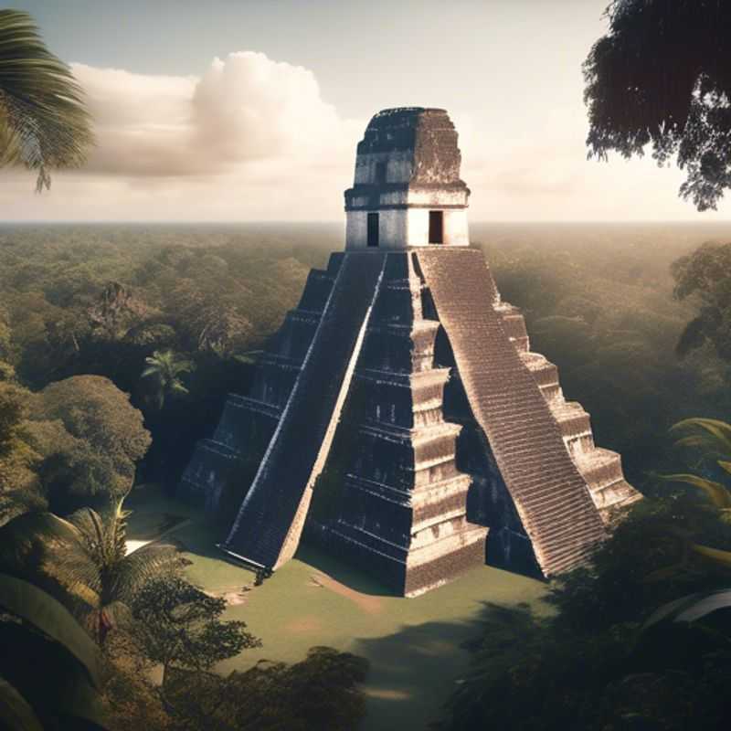 Les ruines mayas de Tikal, Guatemala, enveloppées par la végétation luxuriante.