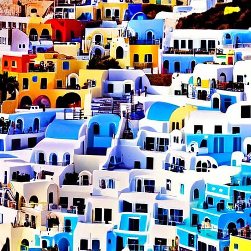 Iconic Santorini scene: Whitewashed buildings clinging to the caldera cliffs, bathed in the golden light of a Grecian sunset, offering the perfect backdrop for your next viral social media post. #Santorini #Greece #InstagramGoals