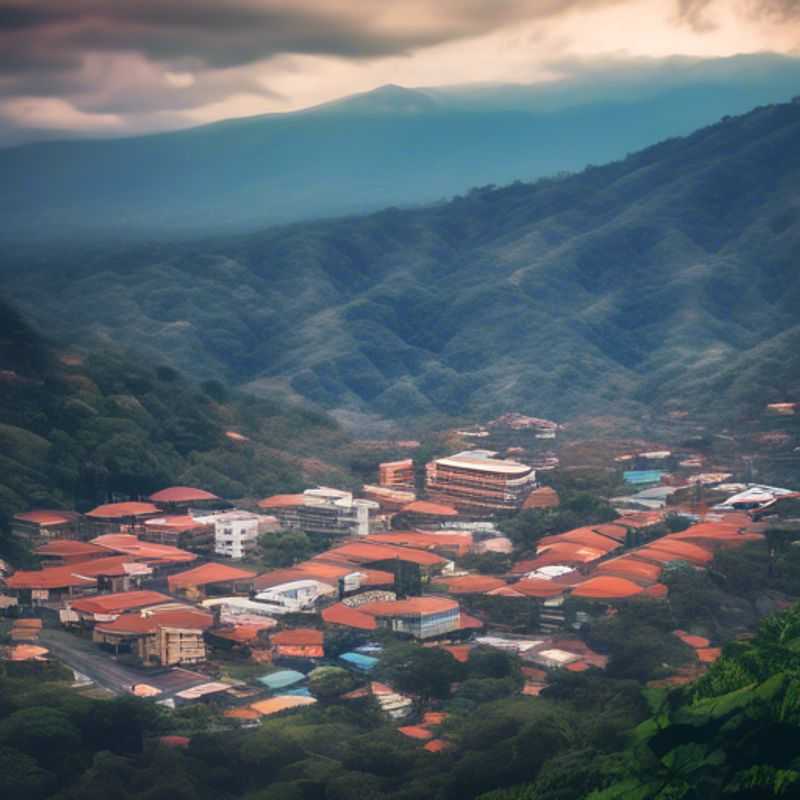 San José, Costa Rica: Uma imagem que reflete o custo de vida na cidade, mostrando um aspecto da cidade (ex: mercado, restaurante, transporte público) para ilustrar a discussão sobre o preço de uma visita.